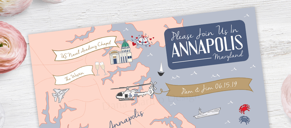 Annapolis Custom Wedding Map