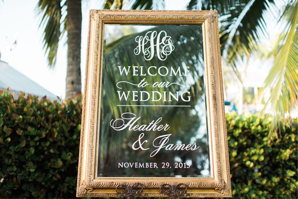 Heather and James Mirrored Wedding Welcome Sign